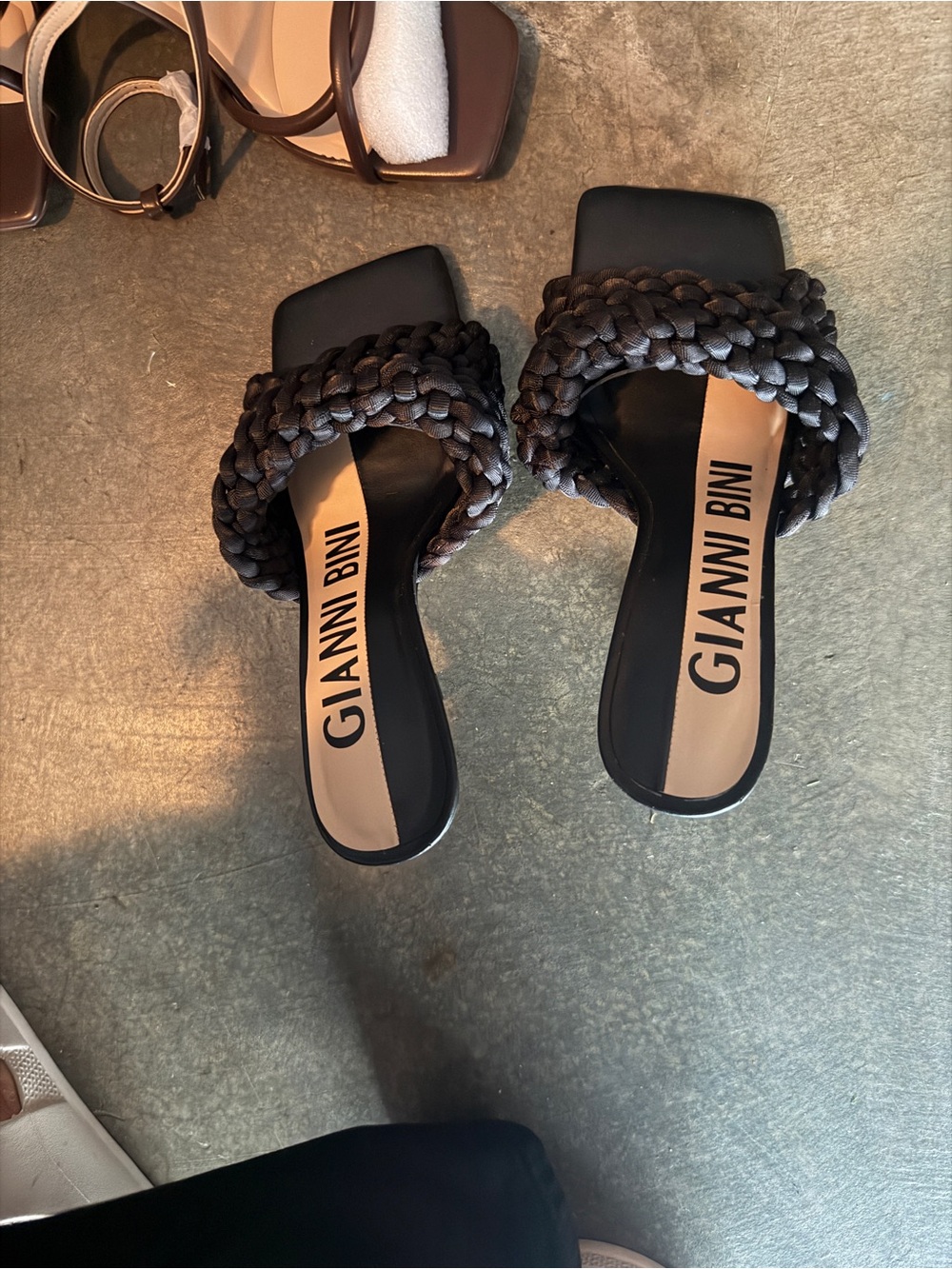 Gianni Bini Black Braided Strap Mules - Picture 2 of 2